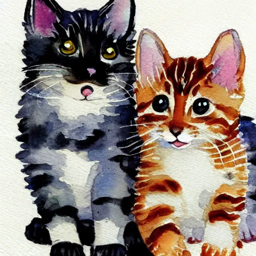 Prompt: cute kittens, watercolor