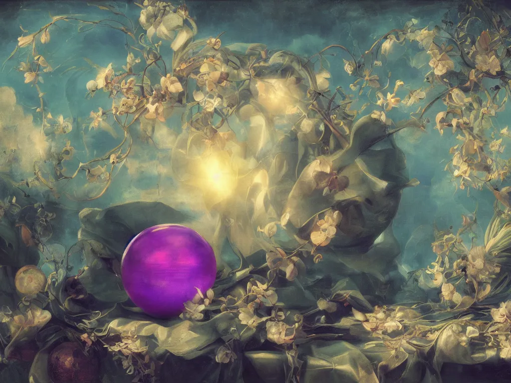 Image similar to the orb of eternity, sunlight study, art nouveau, by jan davidz de heem and ( ( ( ( lisa frank ) ) ) ), 8 k, sharp focus, octane render, ( ( ( kauai ) ) )