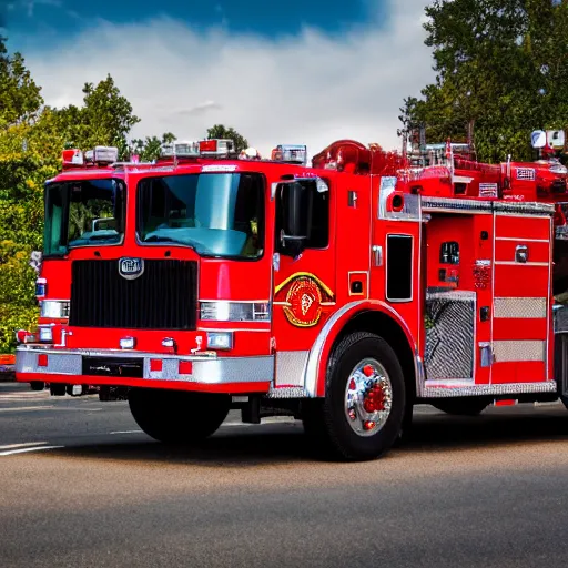 Prompt: 8 k photo of a firetruck