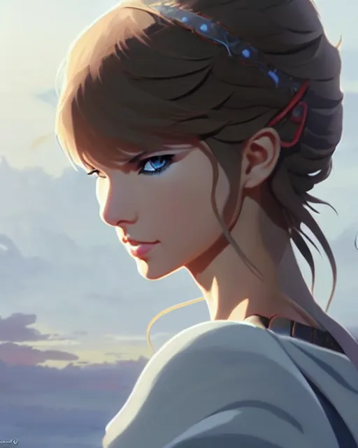 Image similar to azctec warrior, taylor swift, detailed perfect face, exquisite details, fire magic, mid view, design on a white background, by studio muti, greg rutkowski makoto shinkai takashi takeuchi studio ghibli