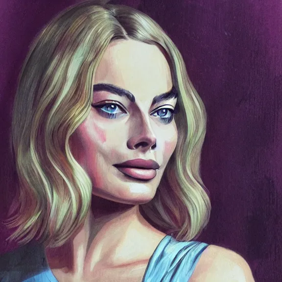 Image similar to portrait of Margot Robbie, Pixiv style, detailed,