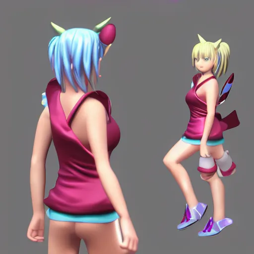 Image similar to photorealistic lucy fairy tail 3d model