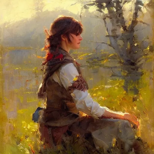 Image similar to a portrait of a character in a scenic environment by daniel f. gerhartz