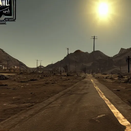 Image similar to the strip from fallout new vegas, mxr mods, 4 k, graphics overhaul, modded, unreal engine 5