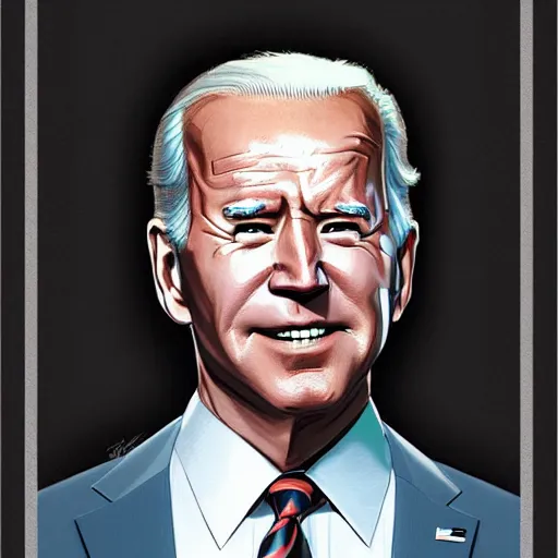 Image similar to joe biden character portrait, concept art, intricate details, highly detailed photorealistic portrait in the style of adam hughes, seseon yoon, artgerm and warren louw