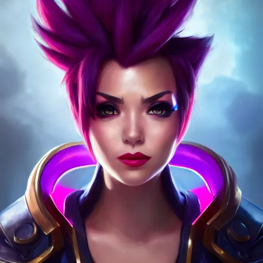 Image similar to portrait of Vi from League of Legends, by Fortiche Studio, by Riot Games, from Netflix's Arcane, trending on artstation,fine details, realistic shaded, fine-face, painted texture, pretty face, Character Portrait, Digital Art, Highly Detailed