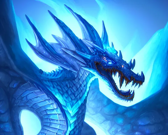 Detailed Illustration Of A Fire Ice Crystal Dragon In 