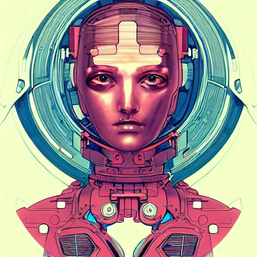 Image similar to portrait of female android by james jean