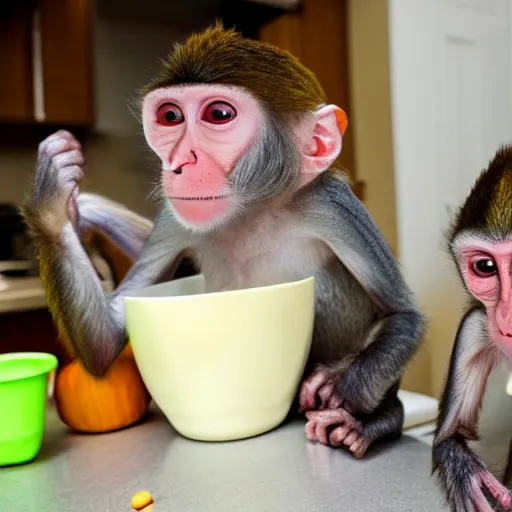 Image similar to funny photo of two monkeys having fun in the kitchen