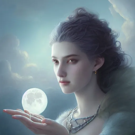 Prompt: a beautiful digital painting of a princess, princess, the moon behind her, intricate, cinematic lighting, highly detailed, digital painting, concept art, smooth, sharp focus, illustration, art by tom bagshaw, artgerm and greg rutkowski 1 0 k