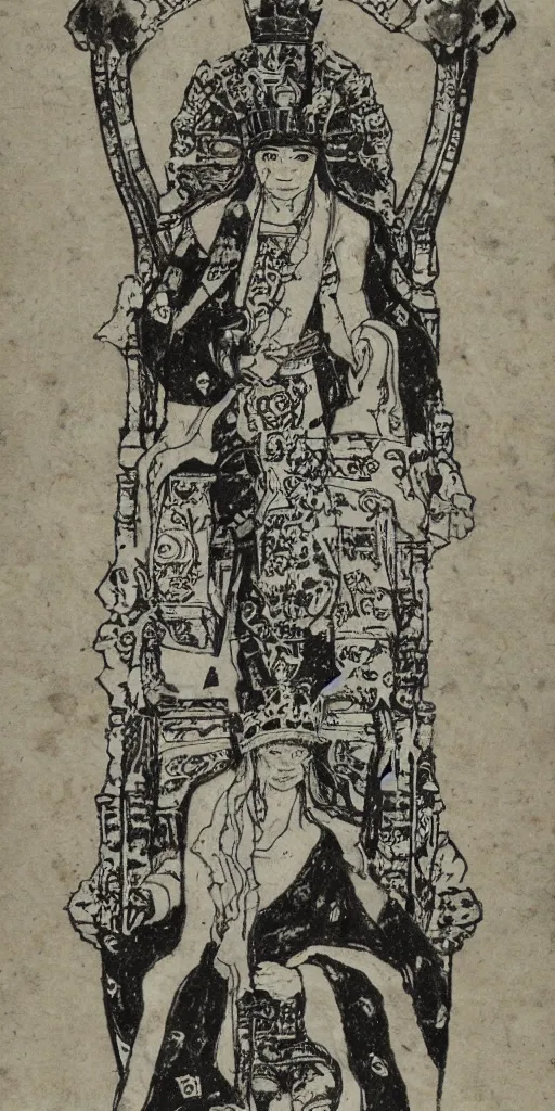 Image similar to a king on a throne drawn by Makoto Yukimura