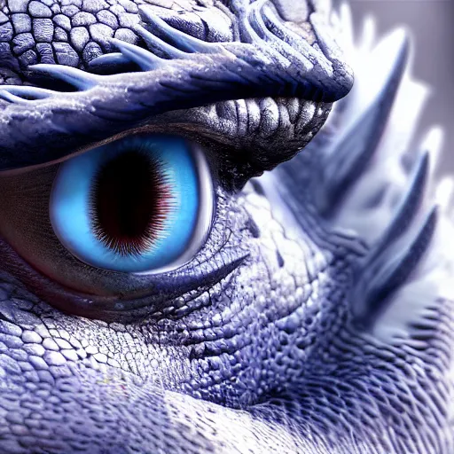 Image similar to a beautiful dragon's bule eyes, 8 k, stunning, local features, super realistic, close - up view, movie style