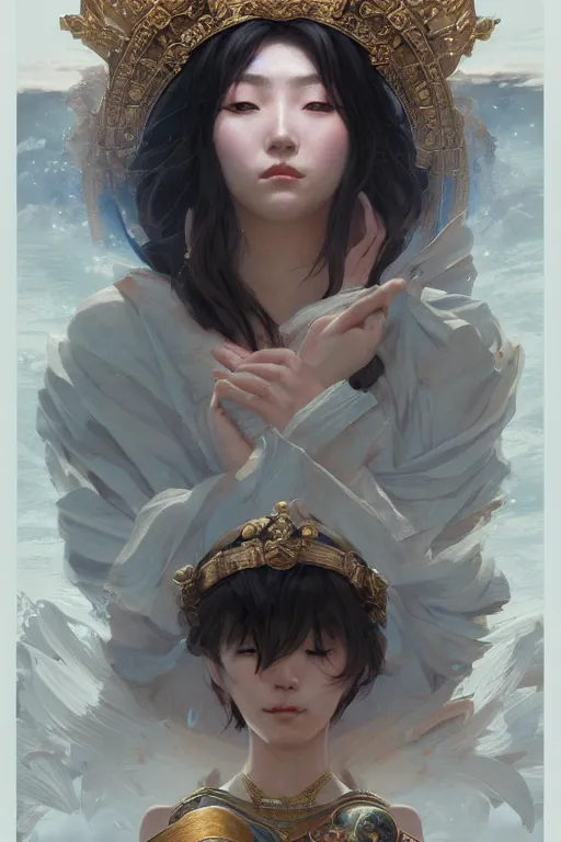 Image similar to goddess of the japan, highly detailed, digital painting, artstation, concept art, smooth, sharp focus, illustration, unreal engine 5, 8 k, art by artgerm and greg rutkowski and edgar maxence