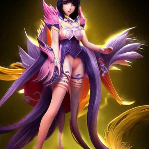 Prompt: ahri, official art, render, highly detailed