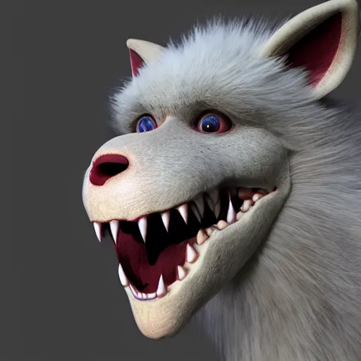 Image similar to furry friendly monster, photorealistic, colored, unreal engine, vray, 5 5 mm