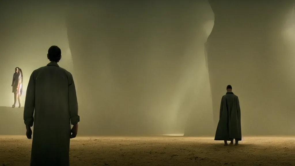 Image similar to Among Us, film still from the movie directed by Denis Villeneuve with art direction by Salvador Dalí, wide lens