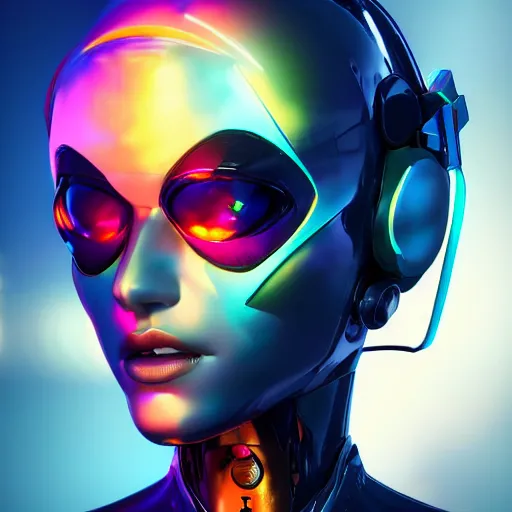 Image similar to a colorfull cyborg lady, trending on artstation, smooth, detailed, sharp focus, realistic, masterpiece, epic, realistic,volumetric lighting, great, uhd, by artstation, anime style