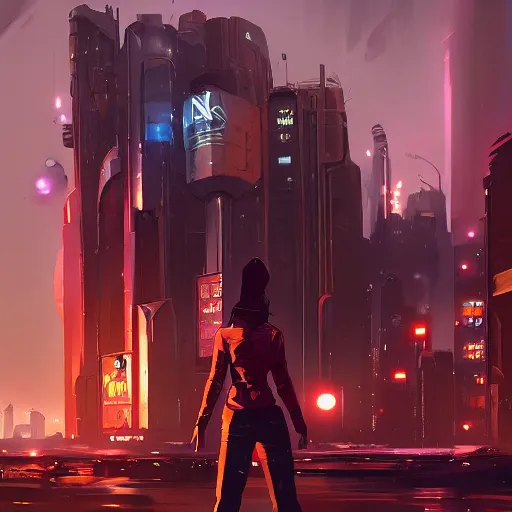 Prompt: science fiction city, cyberpunk dark fantasy art, gta 5 cover, official fanart behance hd artstation by jesper ejsing, by rhads, makoto shinkai and lois van baarle, ilya kuvshinov, ossdraws