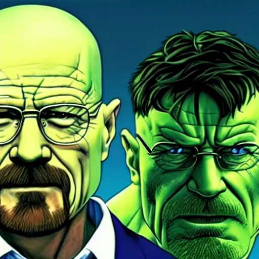 Prompt: walter white as incredible hulk