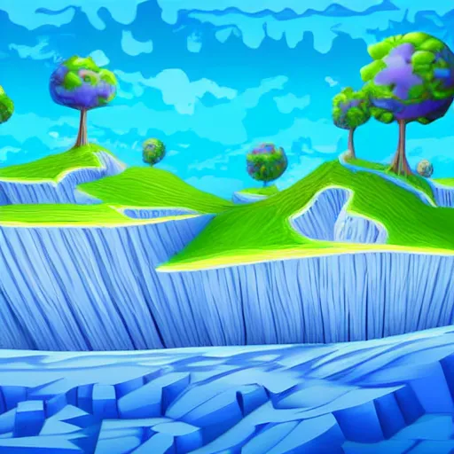 Image similar to blue floating island cartoon app background artwork, digital art, award winning