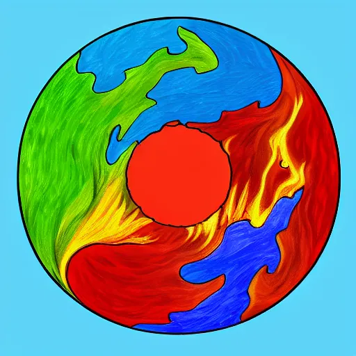 Image similar to the elements of fire, water, earth and air. digital art