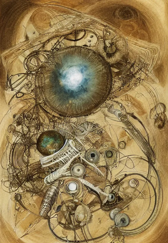 Image similar to earth tone and pastel medical equipment, rippling, minimalist environment, by ernst haeckel, hr giger, thomas moran, milky way environment, pop art, in the style of bill sienkiewicz