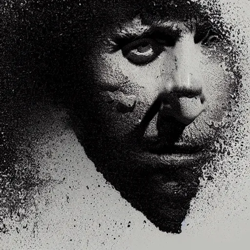 Image similar to artwork by Karolis Strautniekas styled like Mads Berg, stippled light,matte print