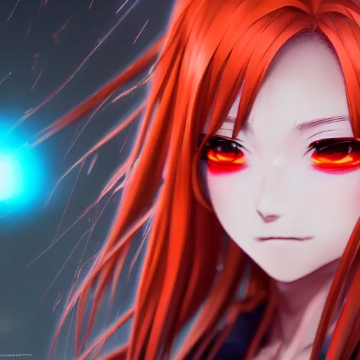 Prompt: Azami render as a very beautiful 3d anime girl, hot petite, long braided orange red hair, hazel eyes, full round face, short smile, cinematic lightning, medium shot, mid-shot, highly detailed, trending on Artstation, Unreal Engine 4k, cinematic wallpaper