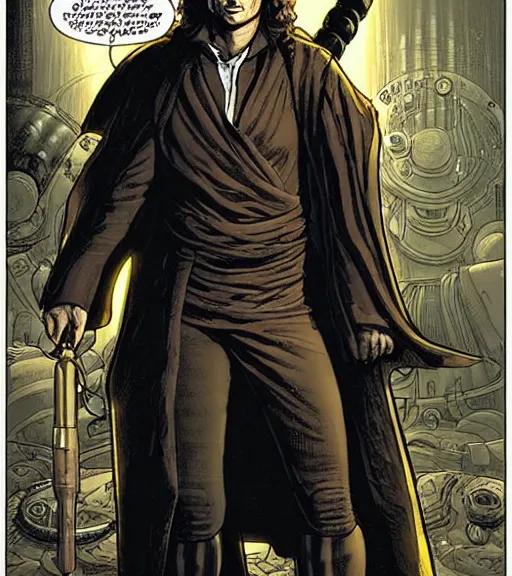 Image similar to a portrait of isaac newton as a jedi knight by cedric peyravernay and marc silvestri