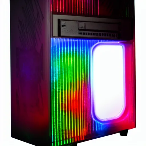 Prompt: rgb gamer coffin