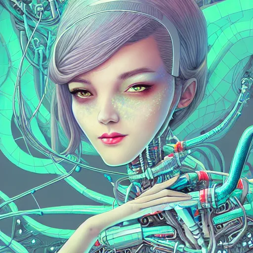 Image similar to ethereal, wired, cybernetic alien princess in the mountains, extremely detailed, sharp focus, wide angle, smooth, digital illustration, by james jean, by rossdraws, frank franzzeta, sakimichan