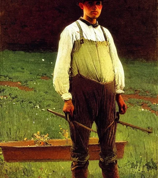 Prompt: A Young Farmer in Ohio, 1888 by Winslow Homer and Thomas Eakins