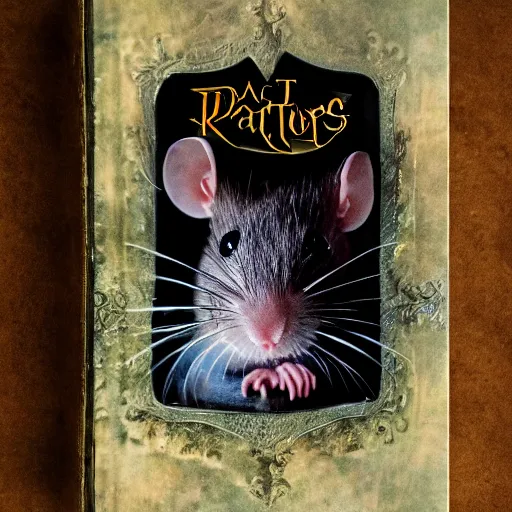 Prompt: rat as harry potter book cover photography masterpiece