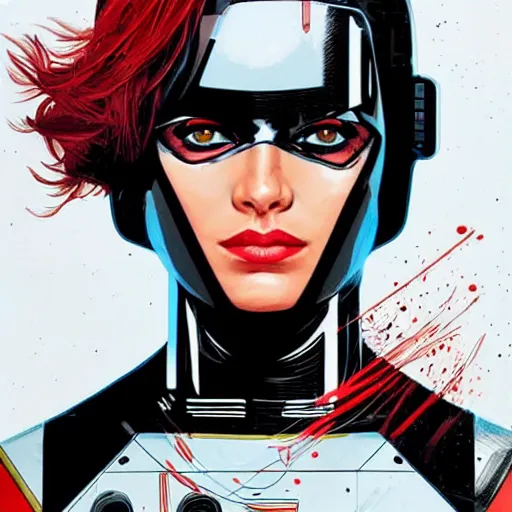 Prompt: female android, by DC comics and Sandra Chevrier