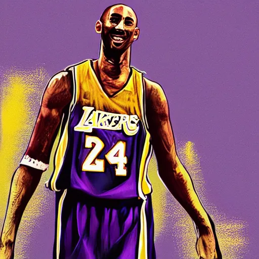 Prompt: a matte painting of kobe bryant, drip, stylish, paint pour, by sachin teng