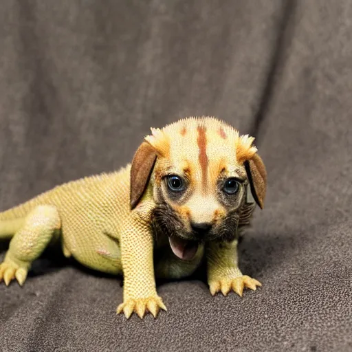 Image similar to photo of a scaly dragon puppy