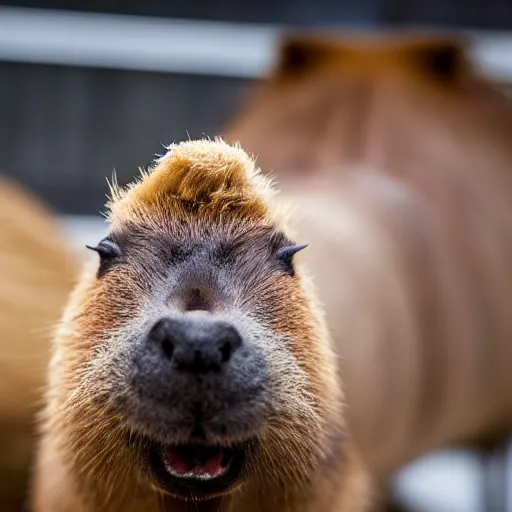 Prompt: a hybrid of a capybara and a tank