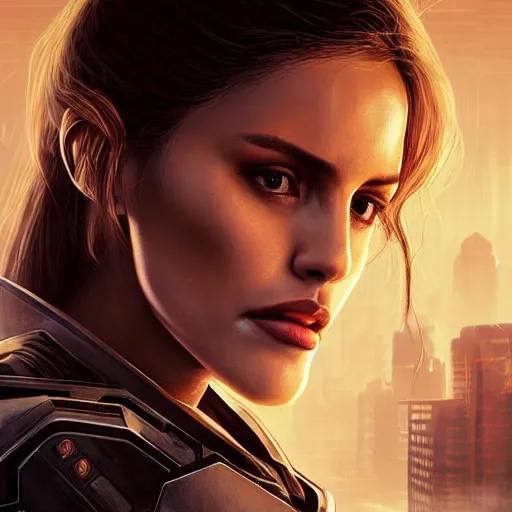 Image similar to portrait of a woman by greg rutkowski, eiza gonzalez as a weyland - yutani mercenary, from aliens franchise, she is about 3 0 years old, military composure, wearing white and black colored tactical gear, highly detailed portrait, digital painting, artstation, concept art, smooth, sharp foccus ilustration, artstation hq