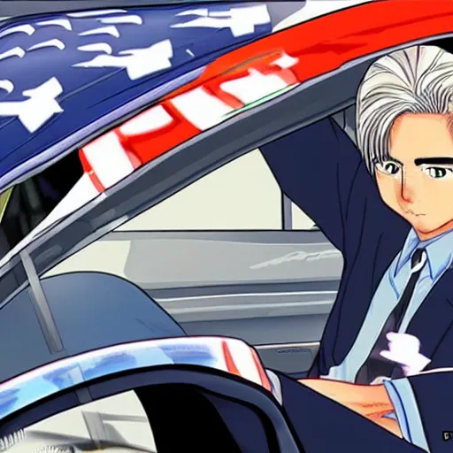 Image similar to biden initial d drift, anime