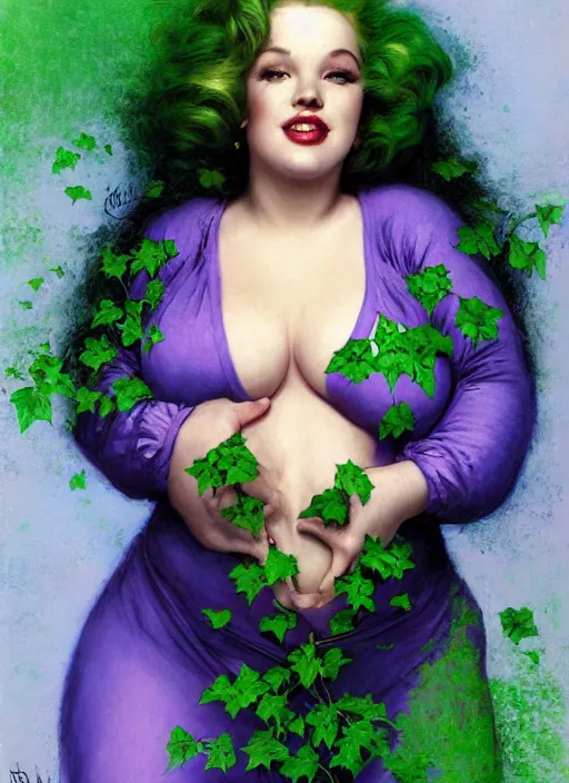 Prompt: A beautiful portrait of 400-pound obeseMarylin Monroe as 400-pound obese Poison Ivy from Batman movie, digital art by Eugene de Blaas and Ross Tran, vibrant color scheme, highly detailed, in the style of romanticism, cinematic, artstation, Greg rutkowski