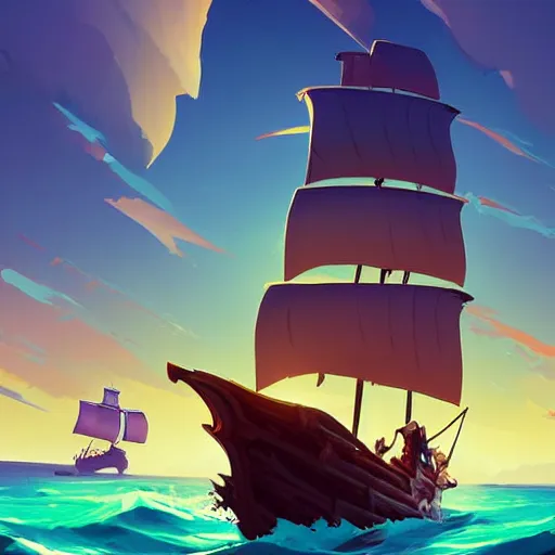 Image similar to painting treasure on sea of thieves game smooth median photoshop filter cutout vector, behance hd by jesper ejsing, by rhads, makoto shinkai and lois van baarle, ilya kuvshinov, rossdraws global illumination