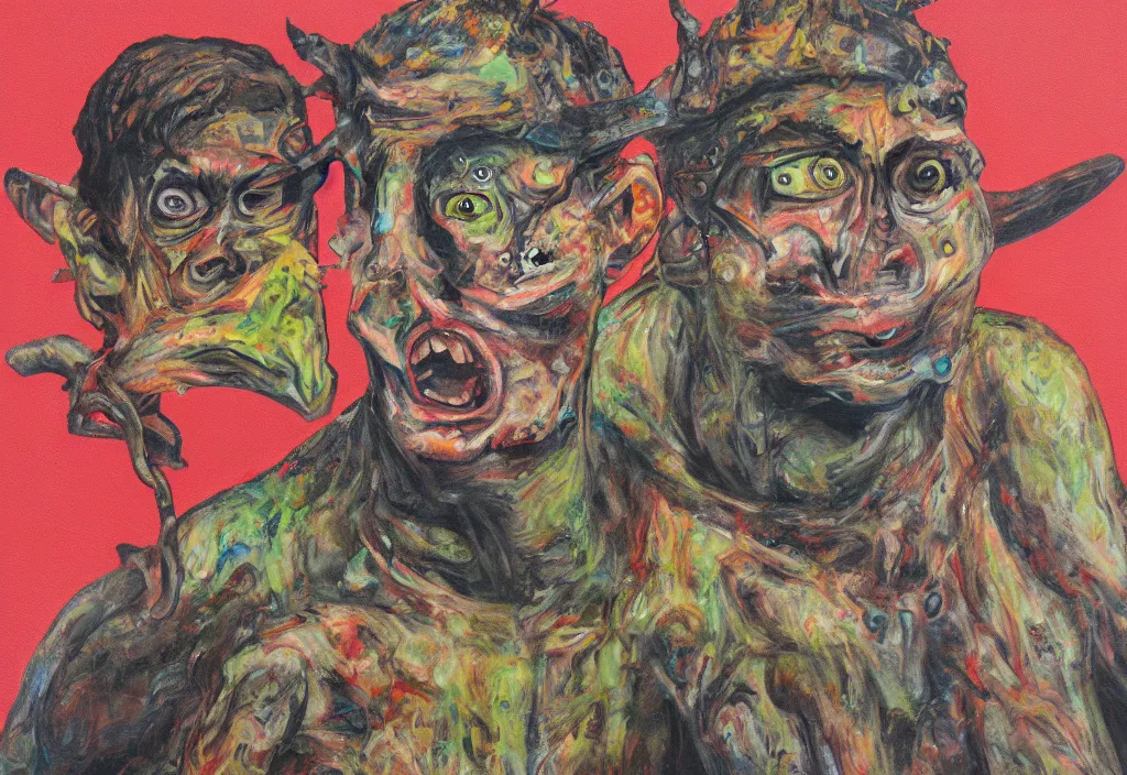 Prompt: scout boy, grotesque, doomed, acrylic paint, gouache on canvas, ugly art, grotesque, high resolution