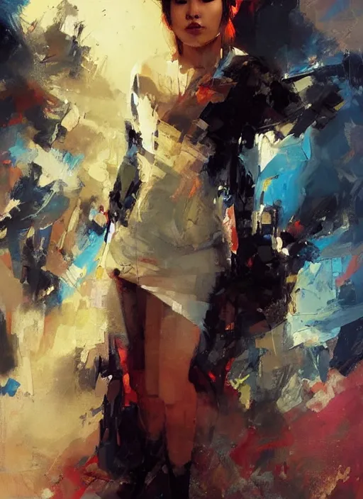 Image similar to Lee Jin-Eun by John Berkey and Vincent Di Fate, rule of thirds, seductive look, beautiful, in intergalactic hq, ethereal lighting, smooth, masterpiece, Refined