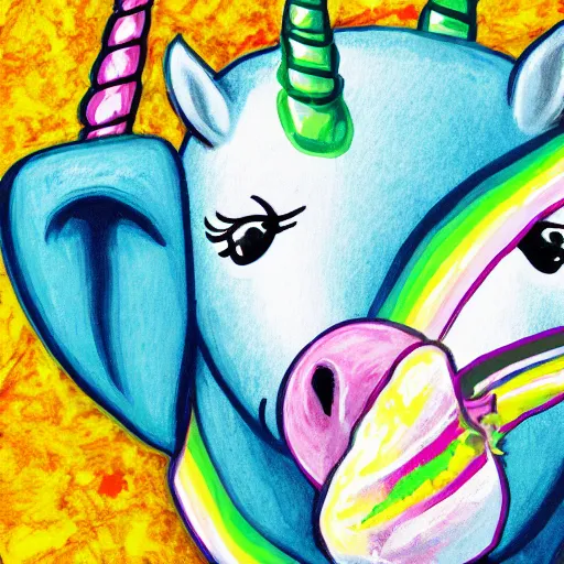 Prompt: Unicorn eating icecream, high detail, sharp image