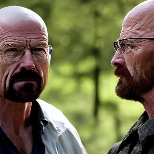 Image similar to walter white face to face with rick grimes