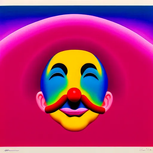 Image similar to sad clown by shusei nagaoka, kaws, david rudnick, airbrush on canvas, pastell colours, cell shaded, 8 k