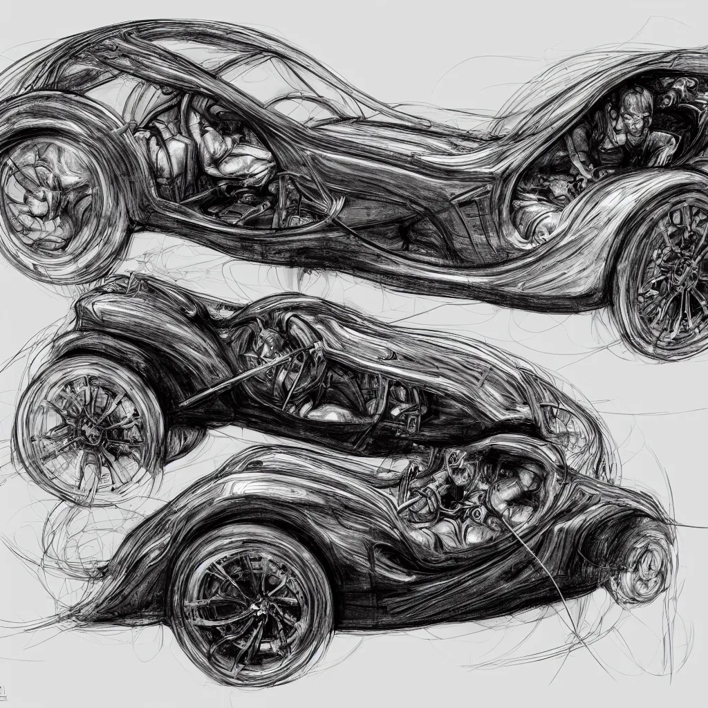 Image similar to open top sports car shaped as time machine in latent space, mechanical wire frame drawing, fantasy, intricate, elegant, highly detailed, digital painting, concept art, smooth, sharp focus, illustration, divine realm of gods, realistic cinematic style, filmed in 70mm, volumetric lighting, octane render, photographic, concept art, artist Leonardo DaVinci, unreal engine 8k