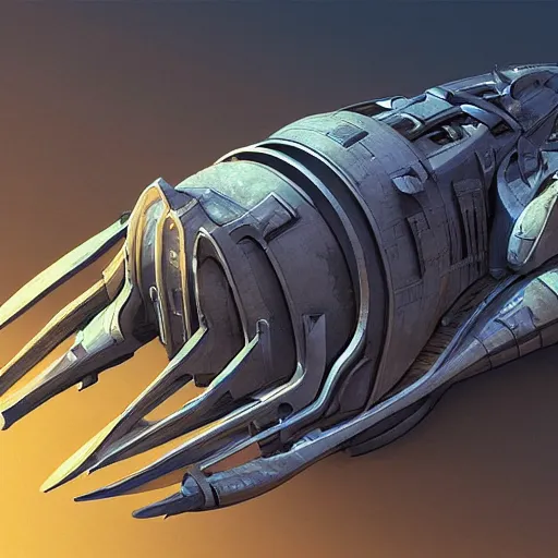 Prompt: medieval scifi tech hardsurface shaped like a fossil, form exploration, big medium small, artstation, colored marker, syd mead, hr giger, concept art