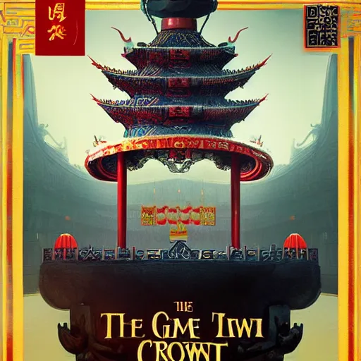 Image similar to The chinese crown, game poster printed on playstation 2 video game box , Artwork by Sergey Kolesov, cinematic composition