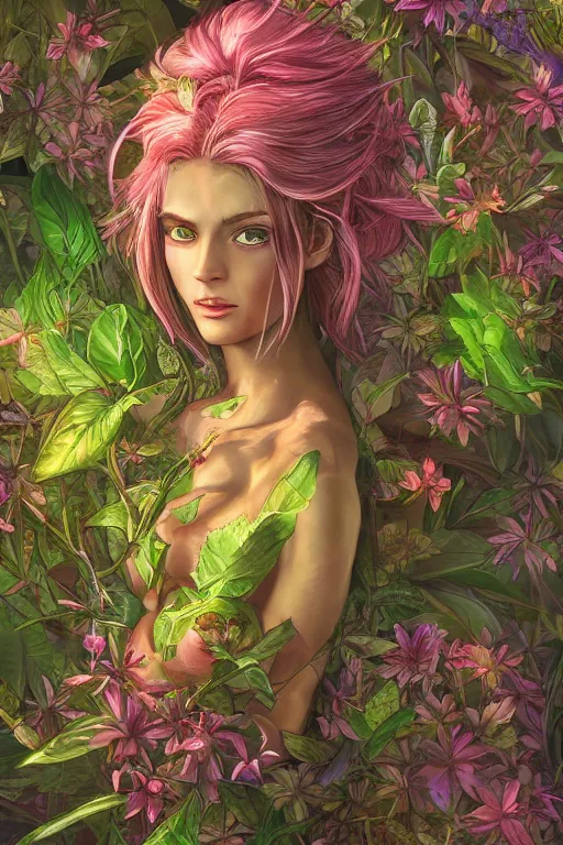 Image similar to book cover | plant fairy | digital painting | vivid colors | cinematic atmosphere | hyper detailed | yutaka kagaya